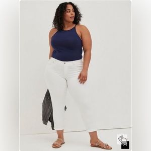 Torrid White Boyfriend Straight Vintage Stretch High Waist Ankle Jeans Size 14S